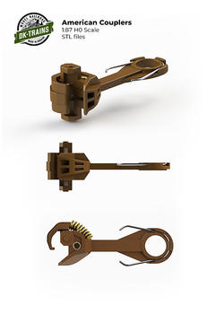 American Couplers for Cars and Locomotives - H0 Scale 3D print model